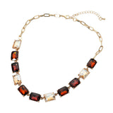 Cushion Rectangular Stone Cluster Link Evening Necklace