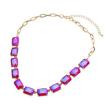 Cushion Rectangular Stone Cluster Link Evening Necklace