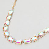 Cushion Rectangular Stone Cluster Link Evening Necklace