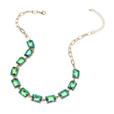Cushion Rectangular Stone Cluster Link Evening Necklace