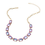 Cushion Rectangular Stone Cluster Link Evening Necklace