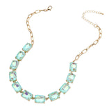 Cushion Rectangular Stone Cluster Link Evening Necklace