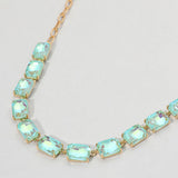 Cushion Rectangular Stone Cluster Link Evening Necklace