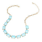 Cushion Rectangular Stone Cluster Link Evening Necklace