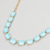 Cushion Rectangular Stone Cluster Link Evening Necklace