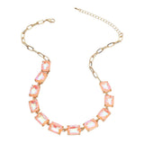 Cushion Rectangular Stone Cluster Link Evening Necklace