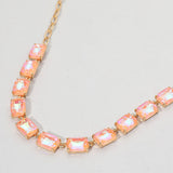Cushion Rectangular Stone Cluster Link Evening Necklace