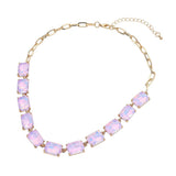Cushion Rectangular Stone Cluster Link Evening Necklace