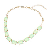 Cushion Rectangular Stone Cluster Link Evening Necklace