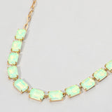 Cushion Rectangular Stone Cluster Link Evening Necklace