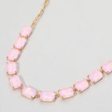 Cushion Rectangular Stone Cluster Link Evening Necklace