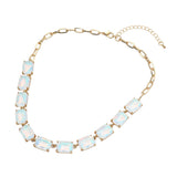 Cushion Rectangular Stone Cluster Link Evening Necklace