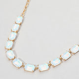 Cushion Rectangular Stone Cluster Link Evening Necklace