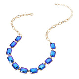 Cushion Rectangular Stone Cluster Link Evening Necklace
