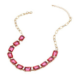 Cushion Rectangular Stone Cluster Link Evening Necklace