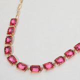 Cushion Rectangular Stone Cluster Link Evening Necklace
