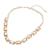 Cushion Rectangular Stone Cluster Link Evening Necklace