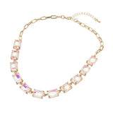 Cushion Rectangular Stone Cluster Link Evening Necklace