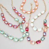 Cushion Rectangular Stone Cluster Link Evening Necklace
