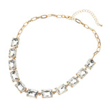 Cushion Rectangular Stone Cluster Link Evening Necklace