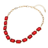 Cushion Rectangular Stone Cluster Link Evening Necklace