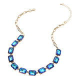 Cushion Rectangular Stone Cluster Link Evening Necklace