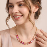 Cushion Teardrop Round Stone Link Evening Necklace