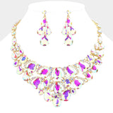 Teardrop Stone Cluster Evening Necklace