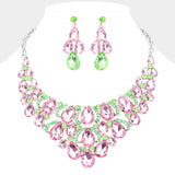 Teardrop Stone Cluster Evening Necklace