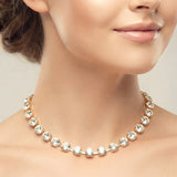 Round Cut Stone Cluster Link Evening Necklace