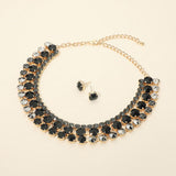 3-Row Round Stone Cluster Evening Statement Necklace