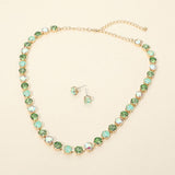 Round Stone Cluster Link Tennis Chain Evening Necklace