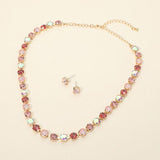 Round Stone Cluster Link Tennis Chain Evening Necklace