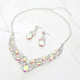 Teardrop Marquise Stone Cluster Embellished Evening Necklace