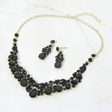 Teardrop Stone Cluster Rhinestone Leaf Vine Evening Necklace