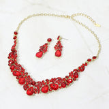 Teardrop Stone Cluster Rhinestone Leaf Vine Evening Necklace