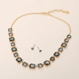 Square Stone Cluster Link Eveninig Necklace