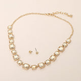 Square Stone Cluster Link Eveninig Necklace