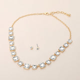 Square Stone Cluster Link Eveninig Necklace