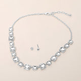 Square Stone Cluster Link Eveninig Necklace