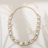 Square Faceted Stone Bezel Link Evening Necklace