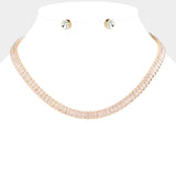Baguette Stone Cluster Evening Necklace