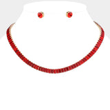 Baguette Stone Cluster Evening Necklace