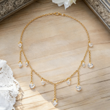 Stainless Steel Sparkling Zircon Tassel Necklace
