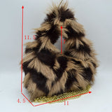 Shaggy Plush Handbag with Integrated Handle and Chain Strap