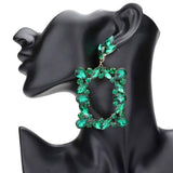 Marquise Stone Cluster Open Rectangle Evening Earrings