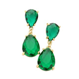 Women's Double Teardrop Link Dangle Evening Earrings