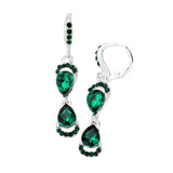 Double Teardrop Stone Link Dangle Lever Back Evening Earrings