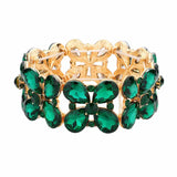 Floral Teardrop Glass Crystal Stretch Evening Bracelet