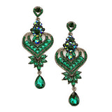 Glass Crystal Heart Teardrop Evening Earrings